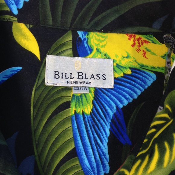 Mens Hawaiian Shirt Bill Blass Tropical Birds Colorful red green yellow- XXL 2XL - Picture 6 of 8